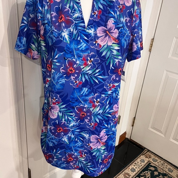 Swim 365 Vibrant Blue Floral Women's Blouse size 14 - Picture 2 of 9